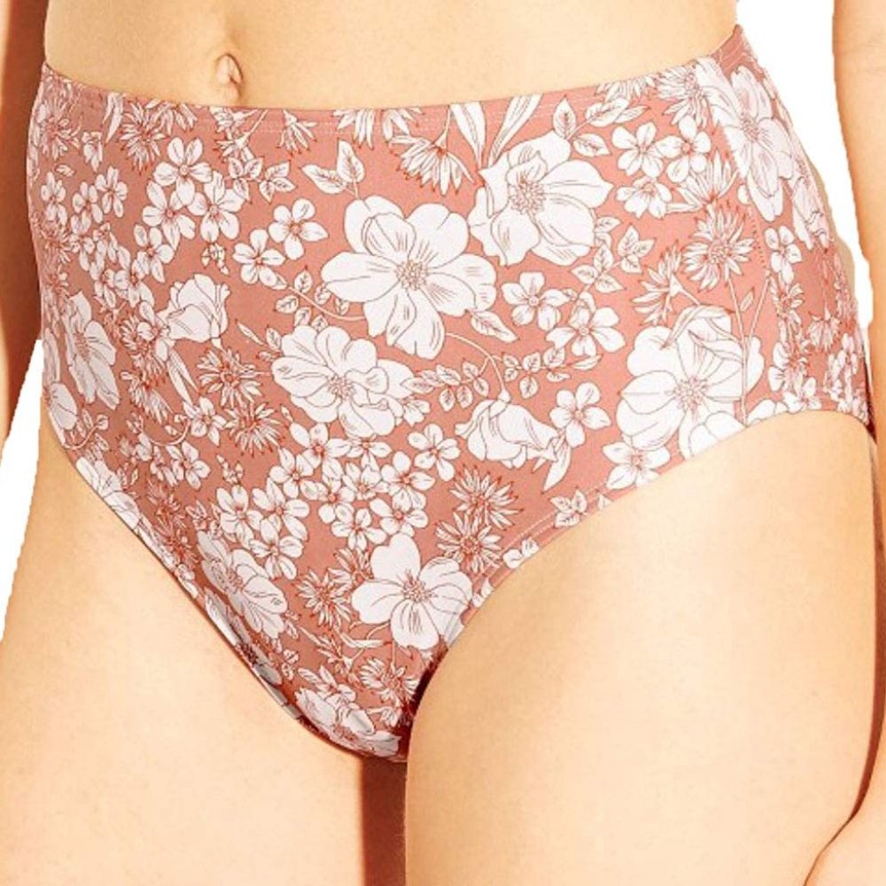 NWOT  High Leg Waist Bikini Bottom - Clay Floral